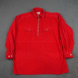 Vintage Marlboro Corduroy Shirt Mens Medium Red Half Zip Long Sleeve Pullover
